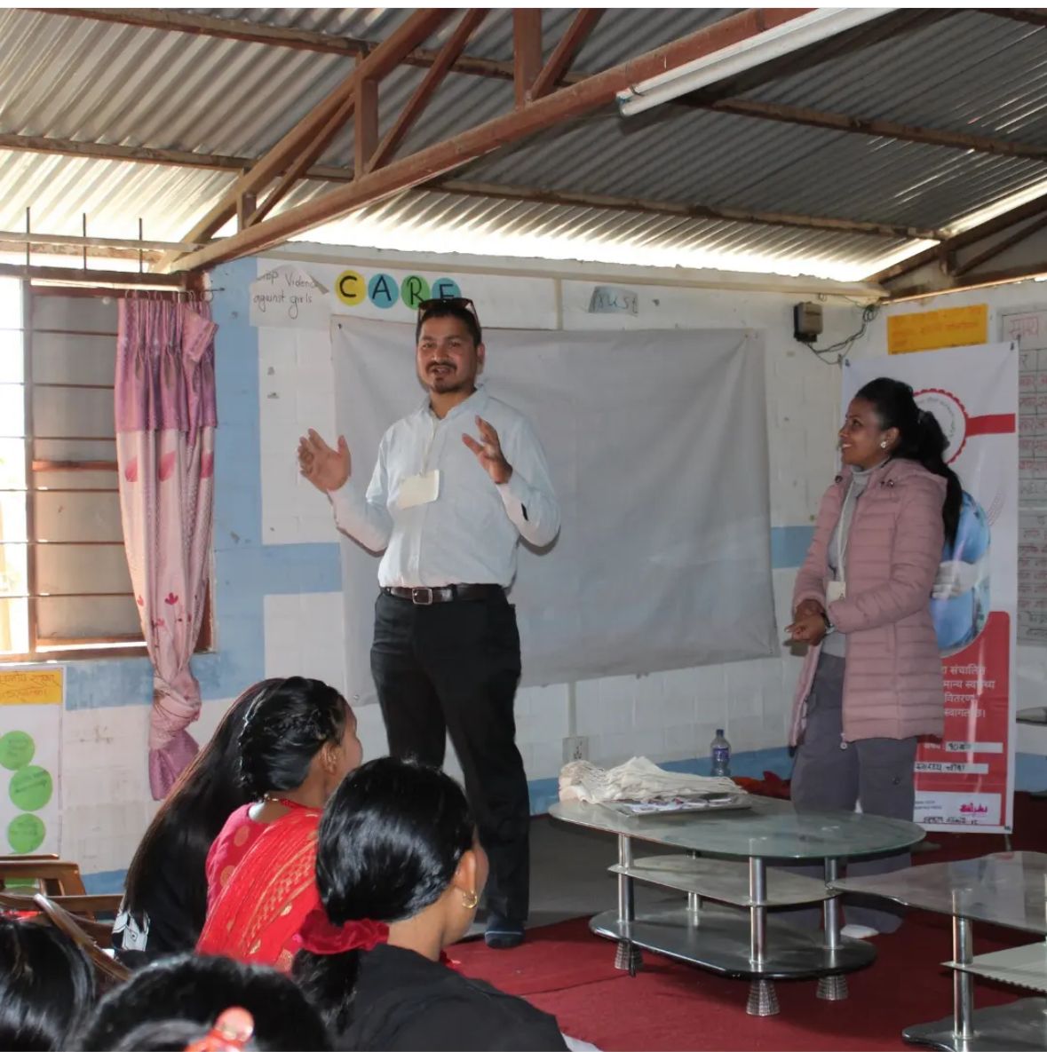 A community awareness session in progress